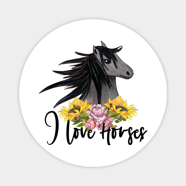 I Love Horses Magnet by Designs by Ira